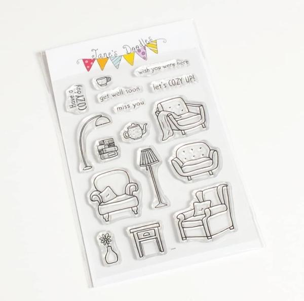 Janes Doodles " Cozy Up" Clear Stamp - Stempelset