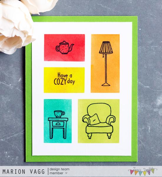 Janes Doodles " Cozy Up" Clear Stamp - Stempelset
