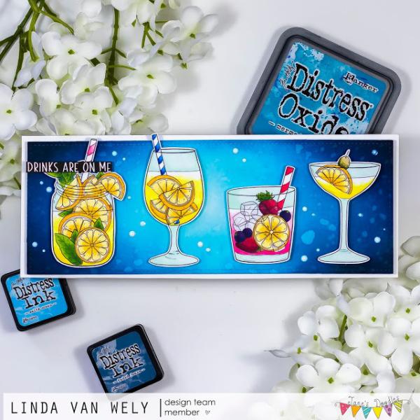 Janes Doodles " Happy Hour" Clear Stamp - Stempelset