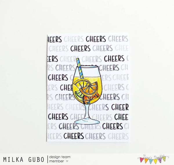 Janes Doodles " Happy Hour" Clear Stamp - Stempelset