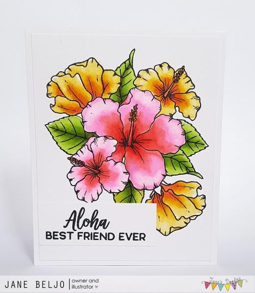 Janes Doodles " Hibiscus" Clear Stamp - Stempelset