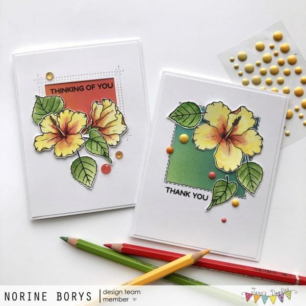 Janes Doodles " Hibiscus" Clear Stamp - Stempelset