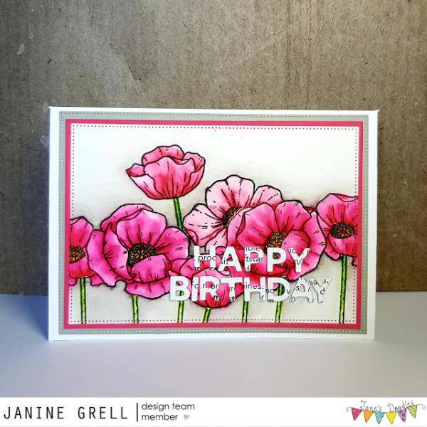 Janes Doodles " Poppy" Clear Stamp - Stempelset