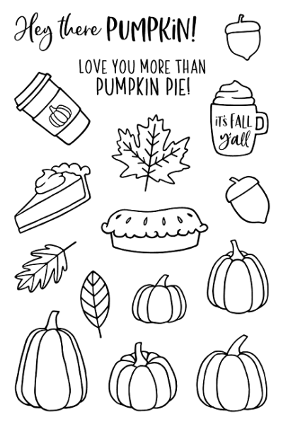 Janes Doodles " Pumpkin Spice" Clear Stamp - Stempelset