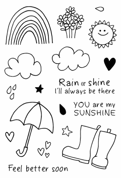 Janes Doodles " Rain or Shine" Clear Stamp - Stempelset