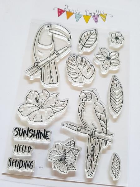 Janes Doodles " Tropical Birds" Clear Stamp - Stempelset