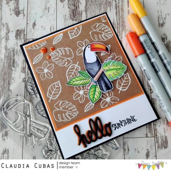 Janes Doodles " Tropical Birds" Clear Stamp - Stempelset