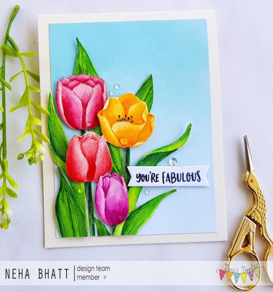 Janes Doodles " Tulips" Clear Stamp - Stempelset