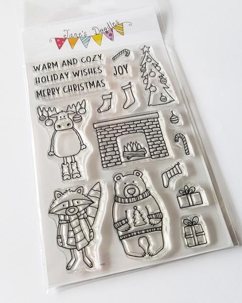 Janes Doodles " Warm and Cozy" Clear Stamp - Stempelset