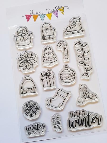 Janes Doodles " Winter Icons" Clear Stamp - Stempelset