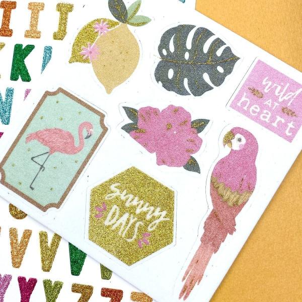 Dovecraft "Finding Paradise" Foam Glitter Stickers (7pcs) (DCSTK094)