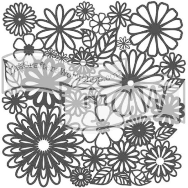 The Crafters Workshop Flower Frenzy   Stencil - Schablone 6x6"