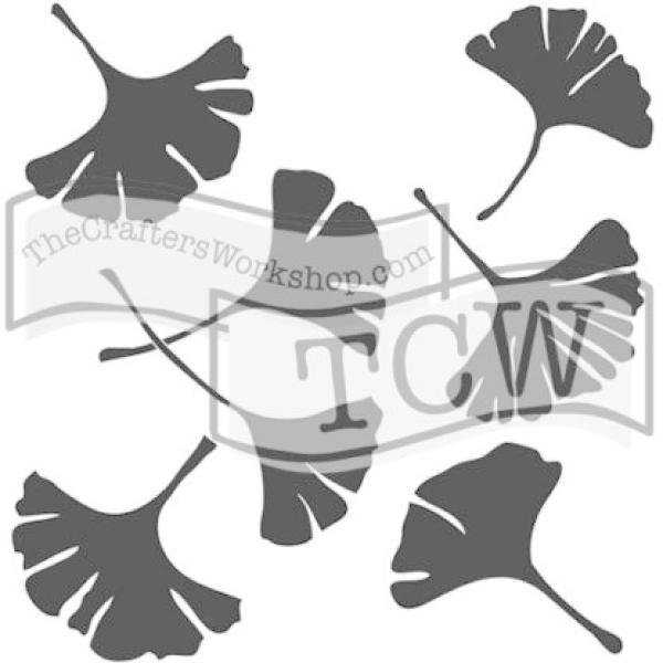 The Crafters Workshop Ginkgo Leaves   Stencil - Schablone 6x6"