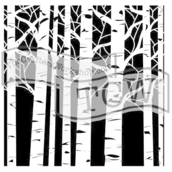 The Crafters Workshop Aspen Trees   Stencil - Schablone 6x6"