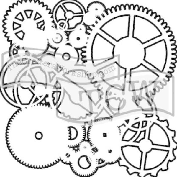 The Crafters Workshop Gears   Stencil - Schablone 6x6"