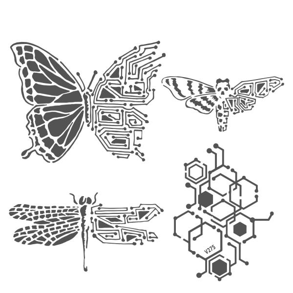 The Crafters Workshop Nature's Circuitry   Stencil - Schablone 6x6"