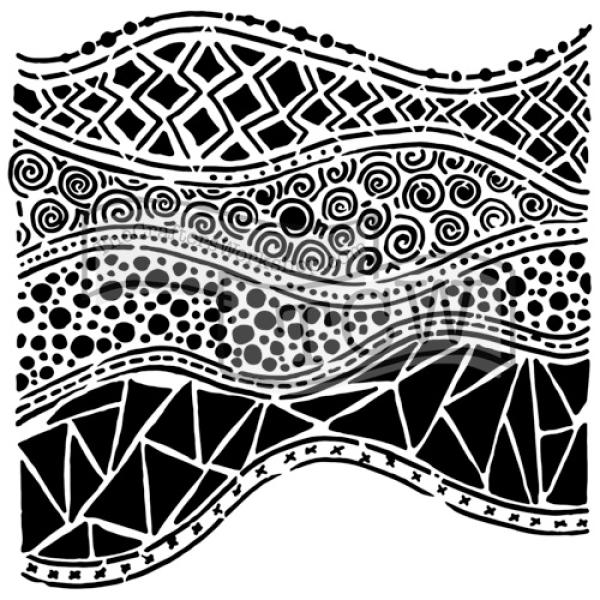 The Crafters Workshop Crazy Waves   Stencil - Schablone 12x12"