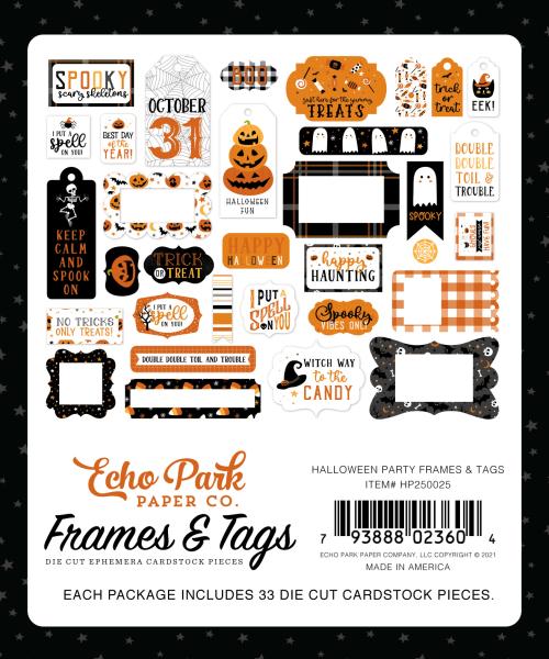 Echo Park "Halloween Party" Ephemera Frames & Tags