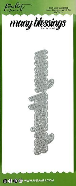 Picket Fence Studios Slim Line Oversized Many Blessings Word 4x10 Inch Die (SDCS-131)