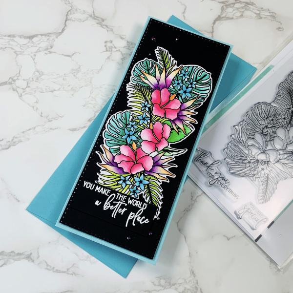 LDRS-Creative Tropical Floral Slim Line Layering Stencils (9pcs)  Stencil 6x6