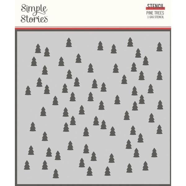 Simple Stories Simple  Make it Merry 6x6 Inch Stencil Pine Trees  - Schablone