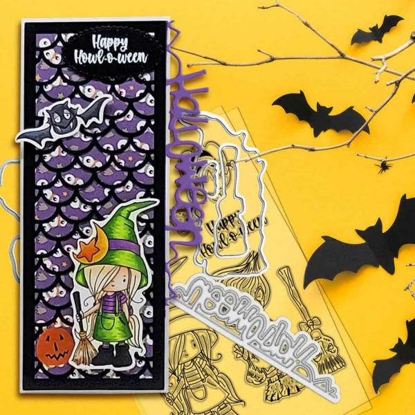 Polkadoodles Dies "Happy Howl-o-ween" Stanzschablonen