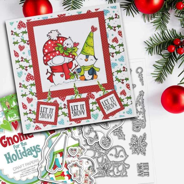 Polkadoodles Dies "Gnome Let it Snow" Stanzschablonen