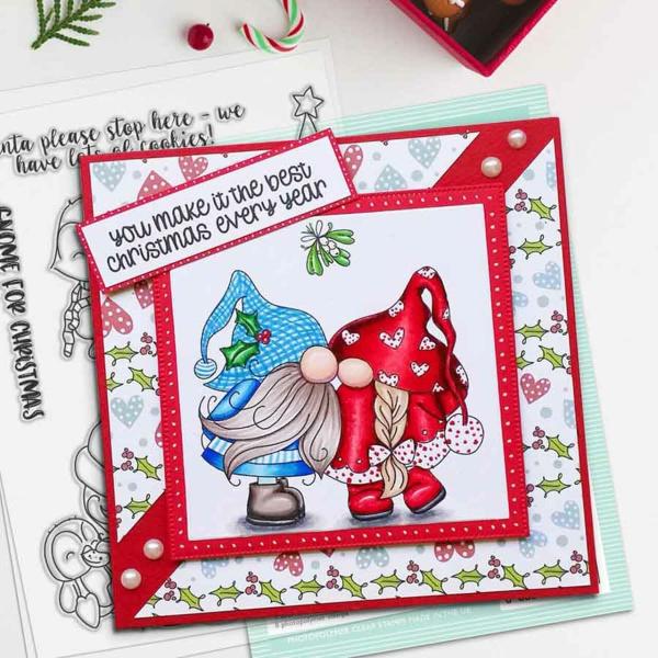 Polkadoodles Stempel "Gnome Meet Me Under the Mistletoe" Clear Stamp-Set