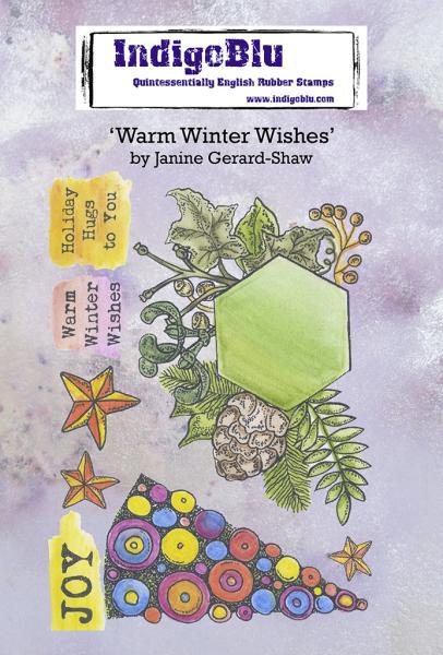 IndigoBlu "Warm Winter Wishes" A6 Rubber Stamp