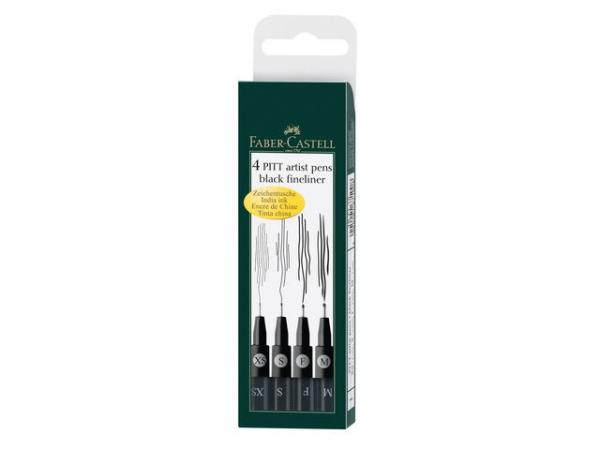 Faber Castell Drawing Pen Pitt Artist Set 4x Black Fineliner  4er-Set