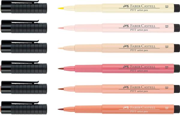 Faber Castell Pitt Artist Pen Brush Light Skin Tones  6er-Set