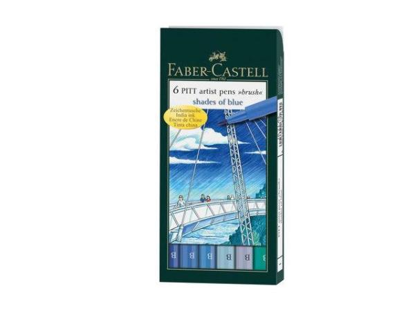 Faber Castell Pitt Artist Pen Brush Shades Of Blue  6er-Set