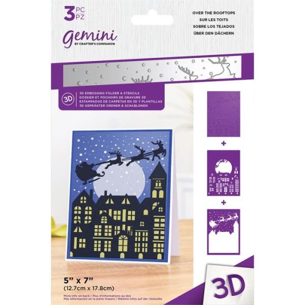 Gemini Over the Rooftops 3D Embossing Folder & Stencil - Prägefolder & Schablone
