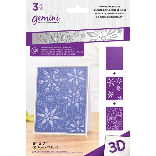 Gemini Snowflake Medley 3D Embossing Folder & Stencil - Prägefolder & Schablone