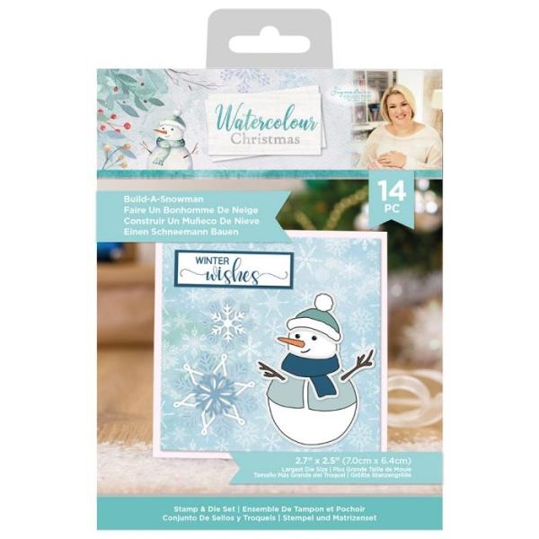 Crafters Companion - Watercolour Christmas Stamp & Die Build-A-Snowman - Stanze & Stempel