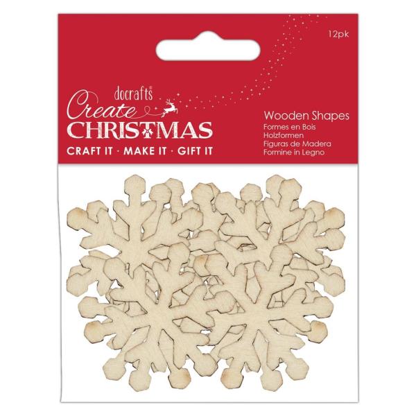 Papermania "Create Christmas Wooden Shapes Snowflakes Natural" (12Stk) Holzteile