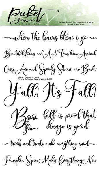 Picket Fence Studios Fancy Autumn Sentiments 4x6 Inch Clear Stamps 