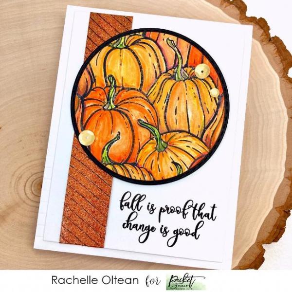 Picket Fence Studios Fancy Autumn Sentiments 4x6 Inch Clear Stamps 