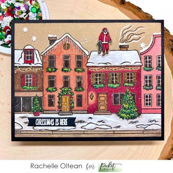 Picket Fence Studios Winter Has Come to Town 6x6 Inch Clear Stamps 