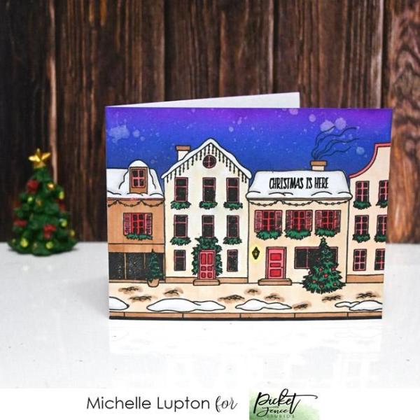 Picket Fence Studios Winter Has Come to Town 6x6 Inch Clear Stamps 