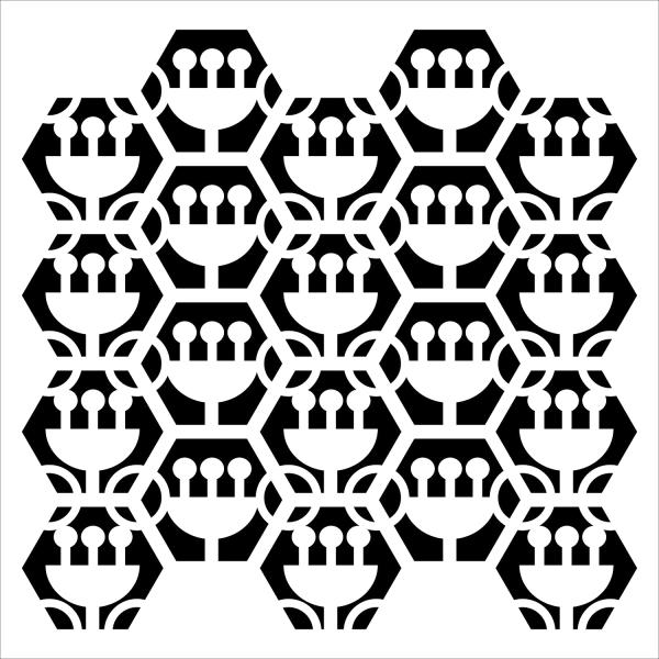 The Crafters Workshop Tulip Hexagons   Stencil - Schablone 6x6"