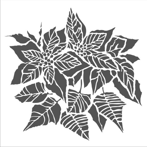 The Crafters Workshop Poinsettia   Stencil - Schablone 12x12"