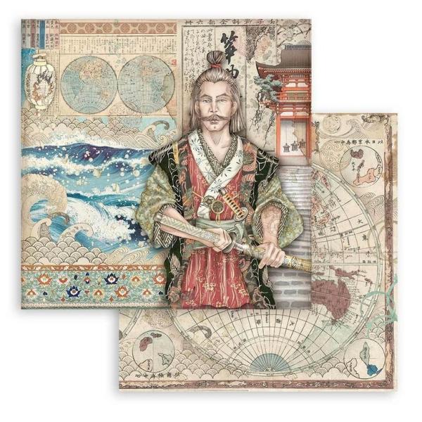 Stamperia "Sir Vagabond in Japan Samurai" 12x12" Paper Sheet - Cardstock