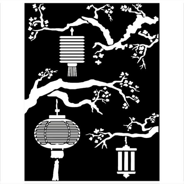 Stamperia Schablone - Stencil " Sir Vagabond in Japan Lanterns" - Schablone