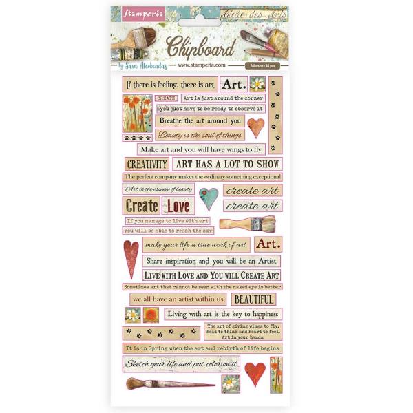 Stamperia " Atelier Quotes" Chipboards