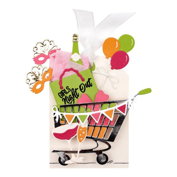 Spellbinders Die "Shopping Cart Party On! Etched" Stanzschablone