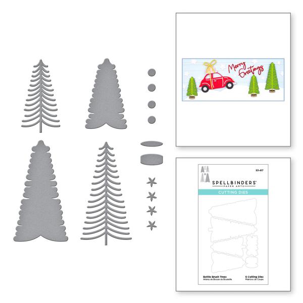 Spellbinders Die "Bottle Brush Trees Etched" Stanzschablone