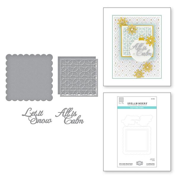 Spellbinders Die "All is Calm Word Frame Etched" Stanzschablone