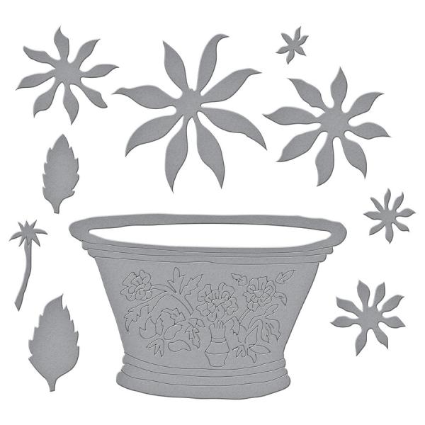 Spellbinders Die "Cactus Dahlia and Ornamental Garden Pottery Etched" Stanzschablone