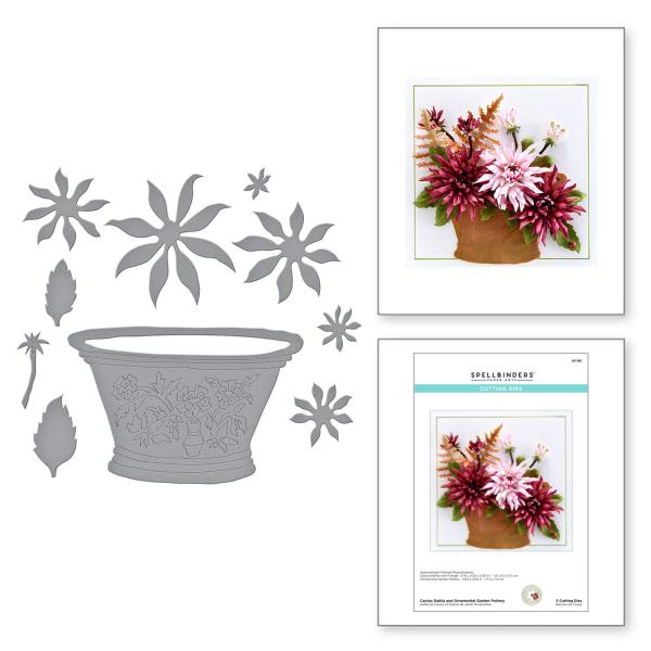Spellbinders Die "Cactus Dahlia and Ornamental Garden Pottery Etched" Stanzschablone